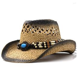 Berets Western Cowboy Riding Straw Hat Spray-painted Women Men Jazz Top Outdoor Wide Brim Travel Performance Sunshade Sun