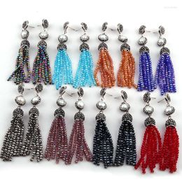 Dangle Earrings Fashion Handmake Paved Pearl Mini Glass Crystal Tassel Earring
