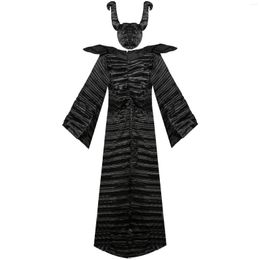 Casual Dresses Halloween Listing Goth Retro Crossplay Women Robe Long Flare Sleeve Pullover Strip Loose Gothic Style Lady For Autumn 2023
