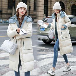 Women's Trench Coats Style Girlish Winter Stand Collar Hooded Mid-Length Coat Selling Warm Cosy Big Pockets Multicolor Windproof Thick