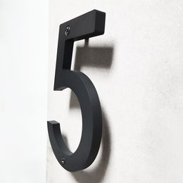 Garden Decorations 20cm Floating House Numbers Doorplate Address Sign Plate Outdoor Street Door Plaque Number For Home 0-9 Black Silver 230824