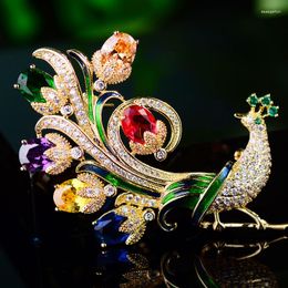 Brooches Elegant Rhinestone Peacock Luxury For Women Fashion Crystal Corsage Wedding Party High Quality Jewellery Brooch Pin