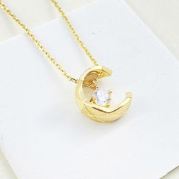 Designer-Luxus-Charm-Halskette für Frauen, rhombisches Muster, Mond, Sterne, Schmuck, Diamantkette, Valentinstag-Geschenk, Halsketten, Kette, Schmuckzubehör, lichtecht