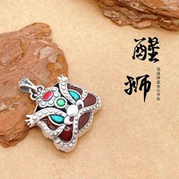 Pendant Necklaces LH2023 Vintage Jewellery Low Temperature Roast Blue Lion Chinese Style High-end Personality Minority Necklace