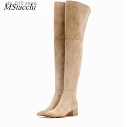 Winter Women Toe Mid-heel Over-the-knee Faux Autumn Round Side Zipper Plush Botas Mujer Classics Suede Thigh High Boots T230824 576