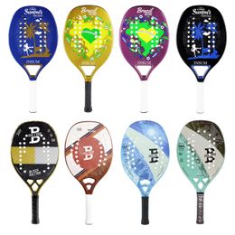 Squash Racquets INSUM Beach Tennis Racket 100% Carbon Fibre EVA SOFT Raquete Round Surface for Mens and Womens with Bag 230824