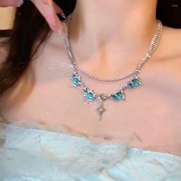 Pendant Necklaces Korean Fashion Cross Star Sweet Cool Moonstone Irregular Chains Choker Jewellery For Women Girlfriend Anniversary