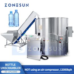 ZONESUN Automatic High Speed Bottle Unscrambler Sorting Machine PET Plastic Container Elevator Unscrambling Equipment ZS-LPE2000