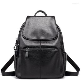 School Bags Genuine Leather Backpack Women's 2023 Fashion Versatile Travel Large Capacity Cowhide Anti-theft Back