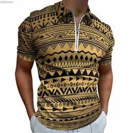 Tribal Print Casual Polo Shirt Black and Gold T-Shirts Male Short-Sleeve Custom Shirt Date Aesthetic Oversized Tops Gift Idea HKD230825