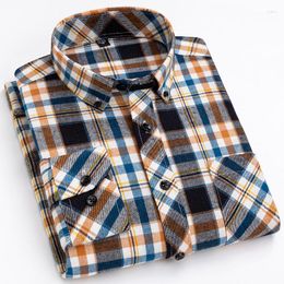 Men's Casual Shirts Luxury Man Shirt Long Sleeve Fashion Spring Plaid Pure Cotton England Style Travel Social Big Size 8 XL 7X