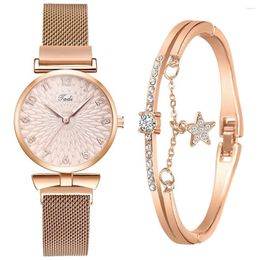 Wristwatches Sdotter Luxury Women Bracelet Quartz Watches For Magnetic Watch Ladies Sports Dress Pink Dial Wrist Clock Relogio Fe