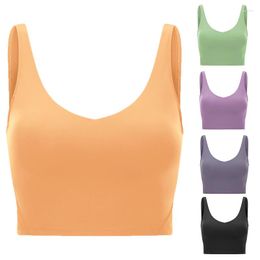 Yoga Outfit U-shaped Beautiful Back With Chest Pad Breathable Sports Vest Woman Shockproof Fitness Bra Skin-friendly Nude Clothing