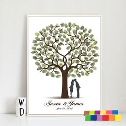 Other Event Party Supplies Wedding Gift Fingerprint Tree Painting Kiss Lover Guest Book fingerprint wedding canvas painting living room 230824