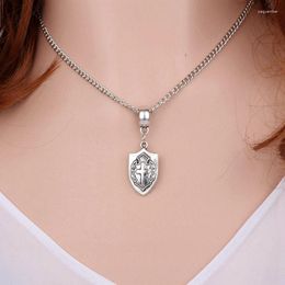 Pendant Necklaces Armour Of God Shield Cross Necklace Vintage Christian Jesus Faith Choker Chain For Women Jewellery DIY Gifts