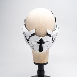 Party Masks Punk Mechanical Mask Helmet White Black Samurai Mask Ninja Gothic Pose Props Industrial Functional Wind Cosplay For Party 230824