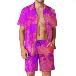 Men's Tracksuits Brush Print Vacation Men Sets Abstract Vintage Casual Shirt Set Summer Custom Shorts 2 Piece Trending Suit Big Size