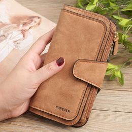 Wallets Drop Women's Frosted Coin Purse PU Leather Clutch Multi-purpose Long Wallet Large Capacity Card Bag
