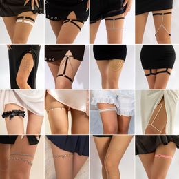 Europäische und amerikanische Designer-Damenschmuck-Silberkette, sexy, würziges Mädchen, elastisches Band, Spitze, Strand, Beinschlaufe, Körperkette, süße, coole Strass-Quasten-Beinkette