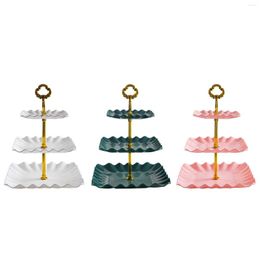 Plates Cupcake Stand 3 Tier Display Plate With Handle Pastry Holder Fruits Snack Serving Tray For Wedding Parties Celebration Birthday