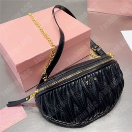 Womens Designer Bum Bag Crease Leather Colourful Luxury Fanny Pack Ladies Fanny Packs Pillow Bumbags Gold Chain Fashion Belt Bags