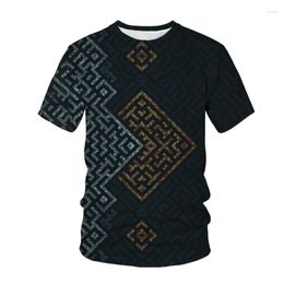 Men's T Shirts Cool Maze Graphic 3D Print T-Shirt Body Tshirt Checkered Tops Funny Short Sleeve Summer Men Shirt Full