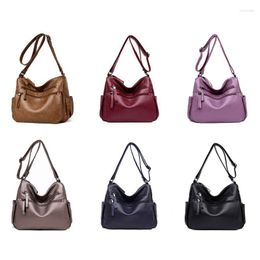 School Bags Women's Leather Multi-Pocket Crossbody Bag Soft Handbag Shoulder Purse Satc