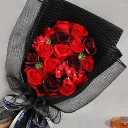 Decorative Flowers Artificial Rose Scented Soap Flower Gift Box DIY Bouquet Holiday Wedding Home Decoration Accessories