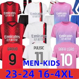 REIJNDERS 23 24 rafael leao GIROUD Soccer Jerseys Origi Chukueze BENNACER AC Milans 2023 2024 DE KETELAERE RAFA LEAO Calabria PULISIC player Short kids kit Uniformi