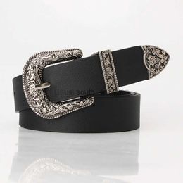 Belts New Carve Pu Pin Buckle Belt Women Fashion Black Silver Buckle Thin Belts Female Jeans Dress Waistband Brand Design 2022 L0825