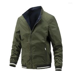 Men's Jackets Stand Collar Double Side Can Wear Casual Jacket Men Spring And Autumn Fashion Pure Colour Simple Coat