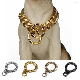 Dog Collars Metal Collar P Chain Gold Stainless Steel Pet Necklace 19mm Width Strong Large Pitdog