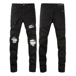 Mens Designer Jeans Fashion Blcak Grinding Hole Pants Man Washed Biker Trousers Fashion Casual Mature Trendy Denim Pant Hip Hop mo323m