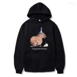 Men's Hoodies Capybirthday Kawaii Capybara Cartoon Graphic Print Unisex Hoody Autumn Fashion Casual Long Sleeves Women/Men Sweatshirt