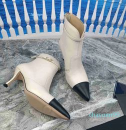 2023 Luxurious designer women leather fashion stitching design autumn and winter high heels with box