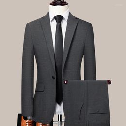 Men's Suits High Quality (suit Trousers) Fashion Matching Handsome Wedding Business Casual Korean Version Slim-fit Suit 2 Sets