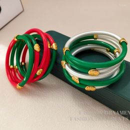 Bangle Fashion Jewellery Splicing Colour High Quality Plastic Tube Inner Silicone Bracelet For Women 2023 Trend Bangles Female Gift