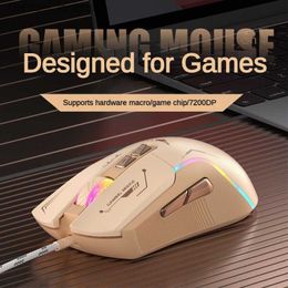 Silent USB Wired Mouse Six Keys Illuminated Backlit Gaming Mechanical Computer Accessories Desktop Computer Laptop Pen Q230825