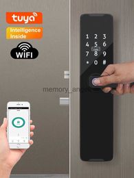 Tuya Wifi Digital Electronic Smart Door Lock With Biometric Fingerprint Smart Card Password Key Unlock USB Charge HKD230825