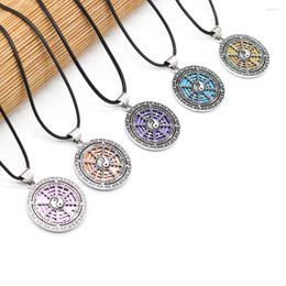 Pendant Necklaces Wholesale Retro Boho Natural Shell Necklace Round Alloy Mother Of Pearl Charm DIY For Women Jewellery Gift