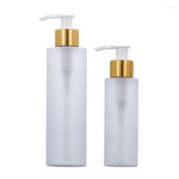 Storage Bottles Clear Frost PET Plastic Bottle 100ML150ML 200ML Empty Cosmetic Shampoo Lotion Gel Packaging Gold Pump Refillable 25pcs