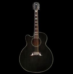 Custom Jumbo Body Left Handed 12 Strings Flamed Maple Guitar Cutaway acoustic electric guitar