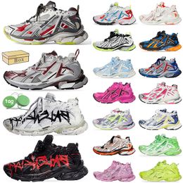 Track Runner 7.0 7 Designers Pairs Casual Shoes Women Men Transmit Sense Retro Trainers Graffiti Black White Pink Blue Deconstruction Platform Sneakers Big Size 12