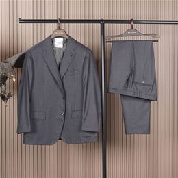 Mens Blazers Pants Autumn kiton Wool Business and Leisure Grey Suit