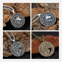 Pendant Necklaces Vintage Nordic Viking Pirate Necklace Round For Men Odin Mount Celts Wolf Punk Male Accessories