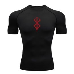 Men's T-Shirts Anime Berserk Guts Men's Compression Shirt Fitness Sport Running Tight Gym TShirts Athletic Quick Dry Tops Tee Summer 230824