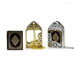 Chains 1Pc Muslim Necklace Islamic Mini Ark Quran Book Real Paper Arabic Can Read Pendant Key Chain Religious Jewellery