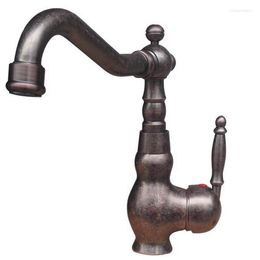 Kitchen Faucets Vintage Retro Antique Copper Single Handle Swivel Spout Sink Bathroom Basin Faucet Cold & Mixer Tap Ann021