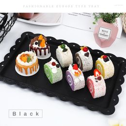 Plates 3pcs/pack Retro White Decorative Cake Tray Serving Lightweight Rectangle European Style Dessert Stand Party Supply