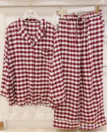 Women's Sleepwear Japan Original GP Cotton Yarn Dyed Red Plaid Women Home Wear Gelato Shirt Pajamas